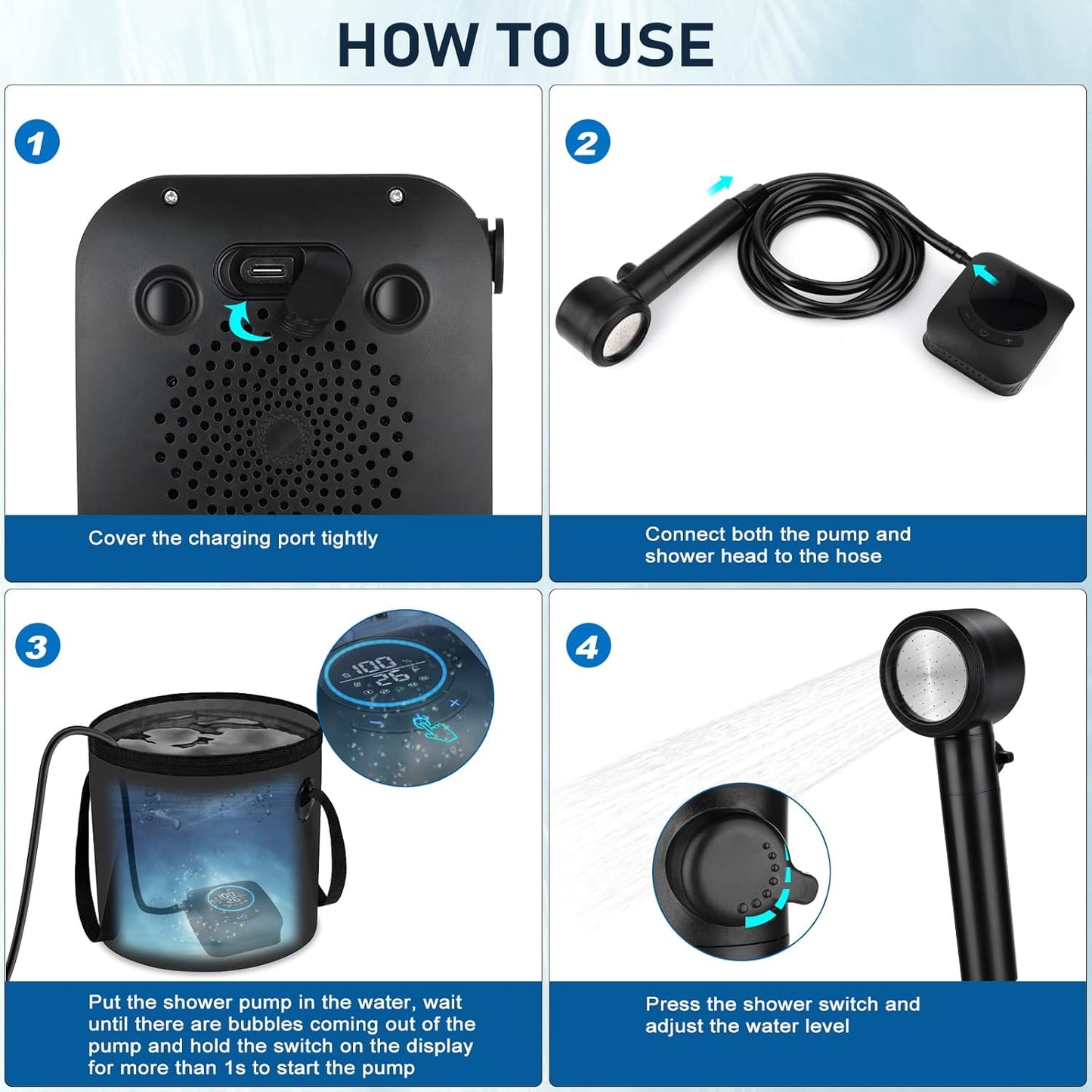 Spopal Portable Shower with Water Bucket