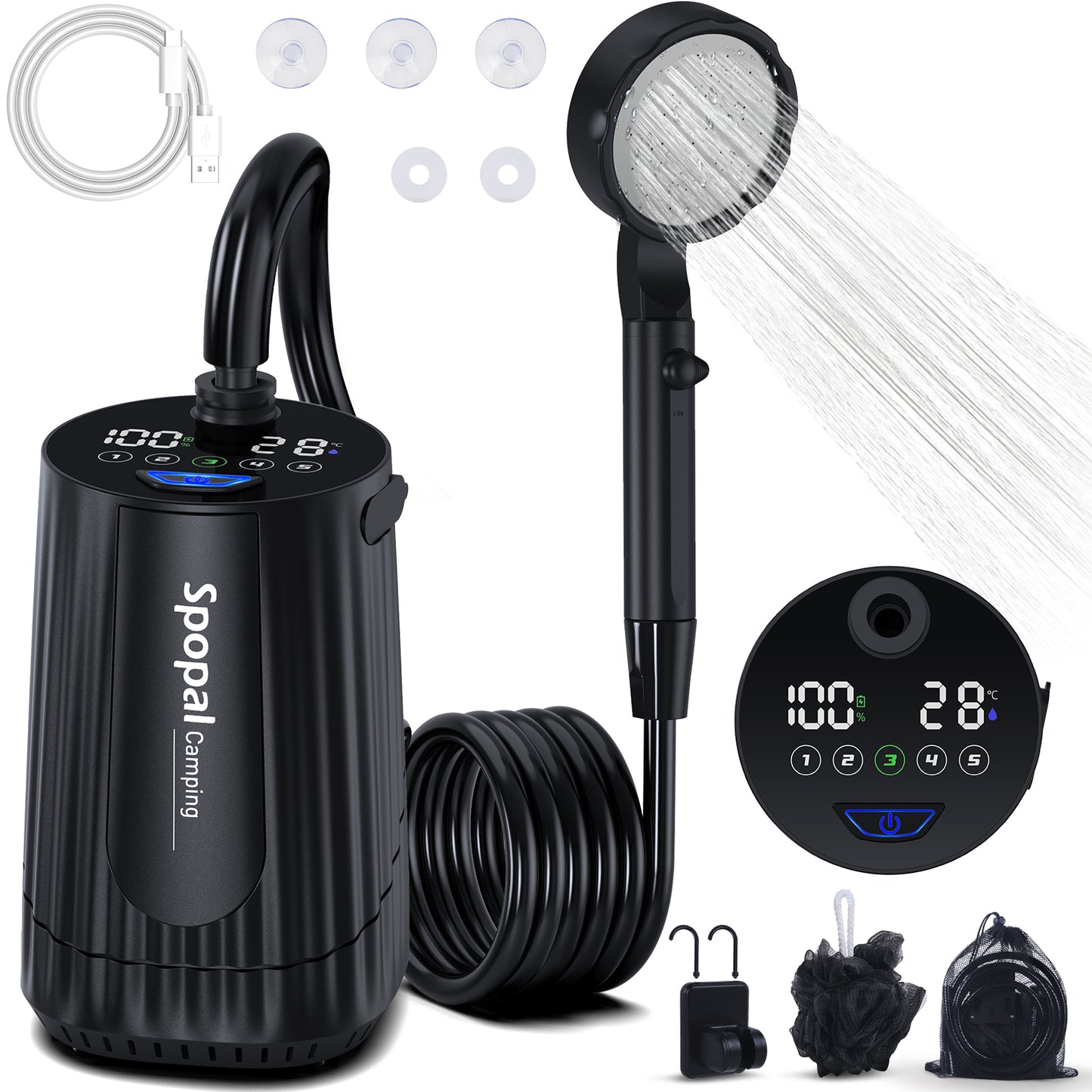 Spopal 10000mAh Rechargeable Camping Shower