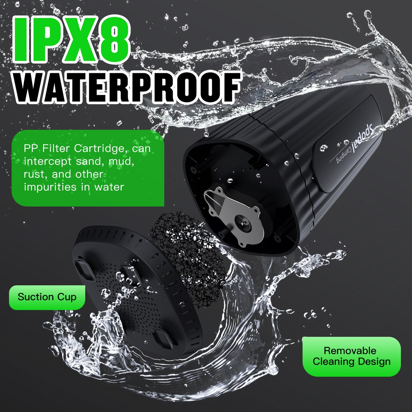 Spopal 10000mAh Rechargeable Camping Shower