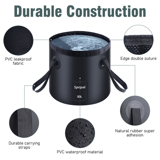 Spopal Collapsible Bucket with Handle 20L