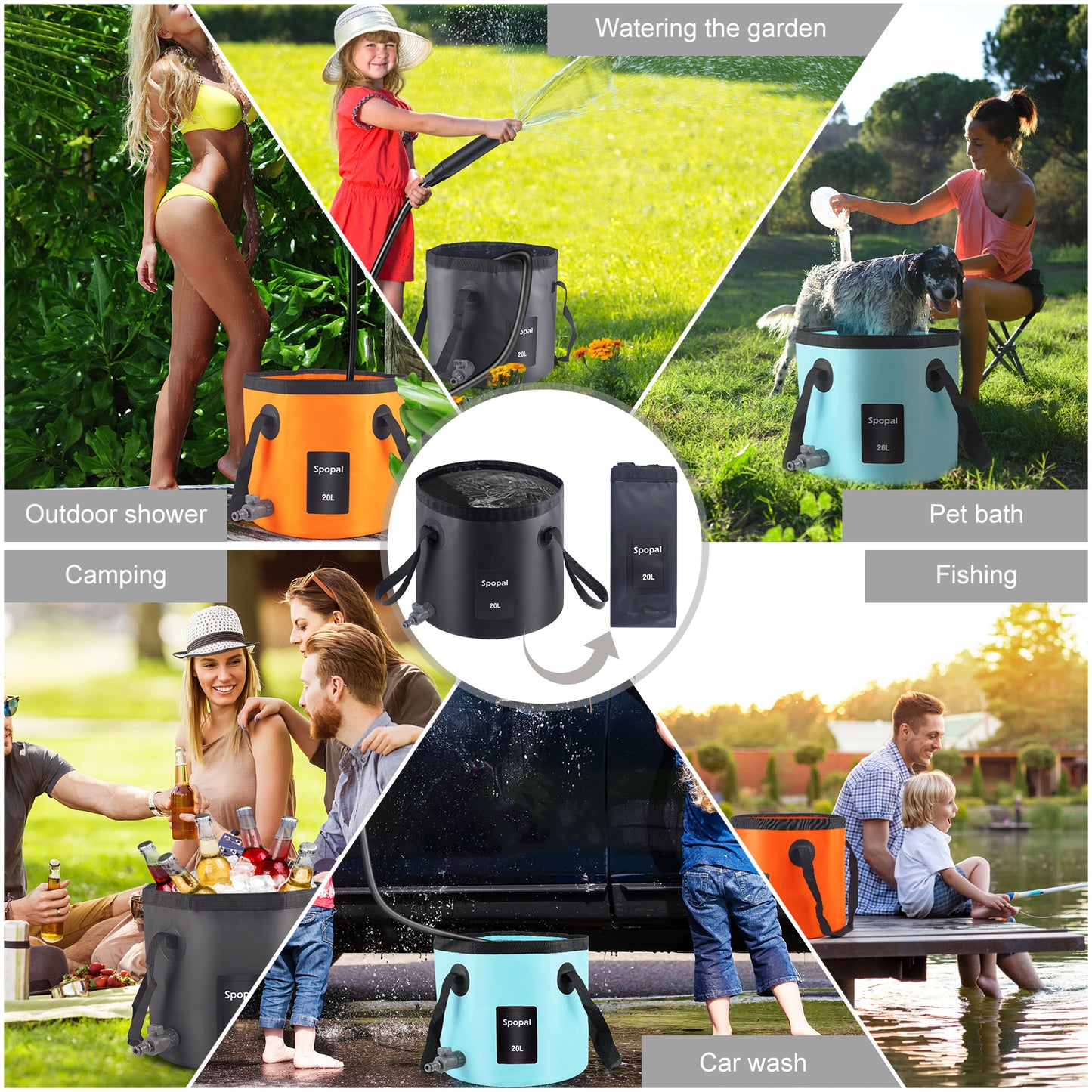Spopal Upgrade Collapsible Bucket with Handle 20L