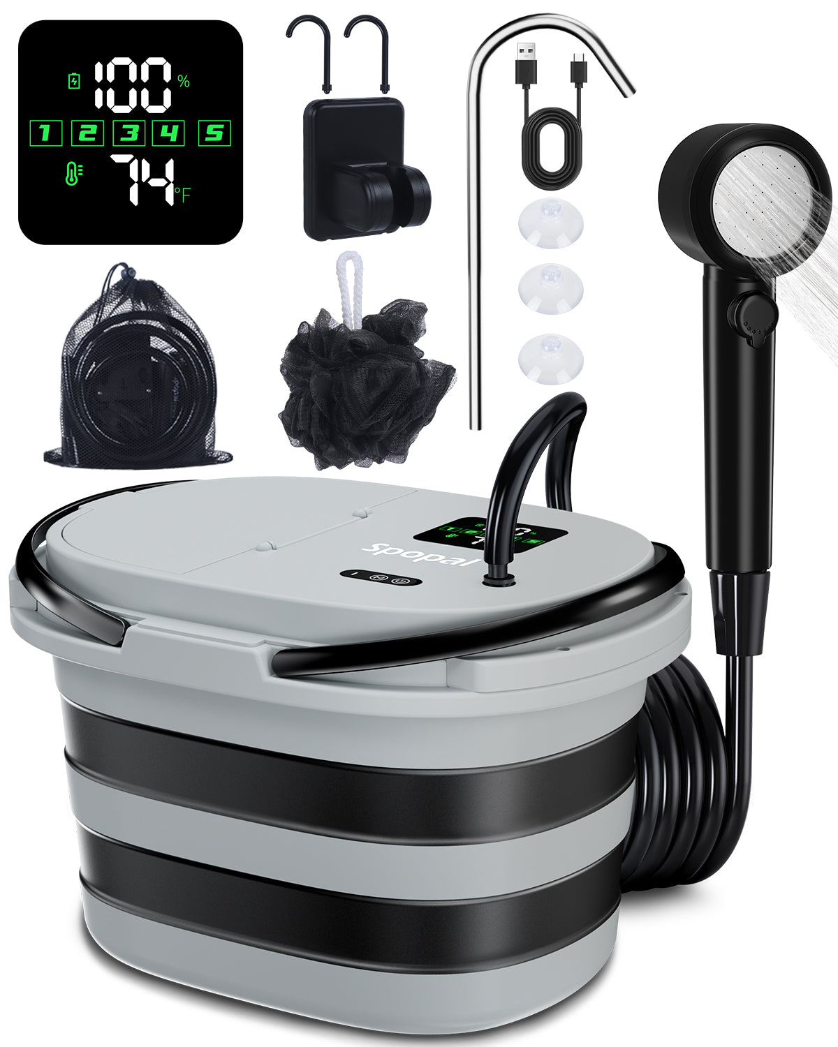 Spopal Portable Integrated Camping Shower with 20L Bucket