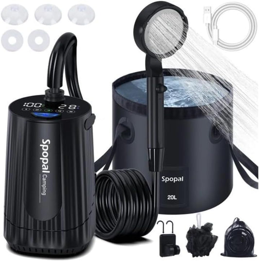Spopal Camping Shower with Collapsible Bucket