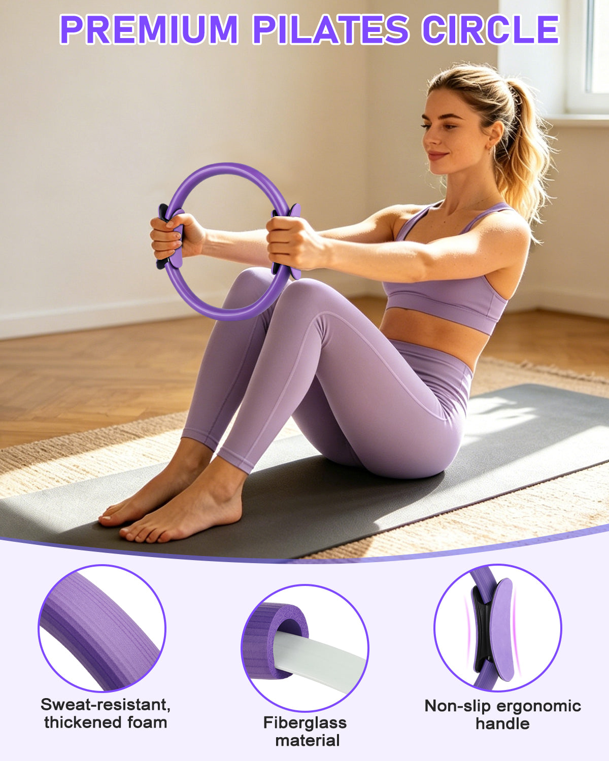 17 Pcs Pilates Kit for Women, [New] Spopal Workout Kit with Massage Ball,13.5" Ring and Ball,Fabric Resistance Bands,Stretching Bands,Pilates Essential Equipment for Home,Including Workout Guide