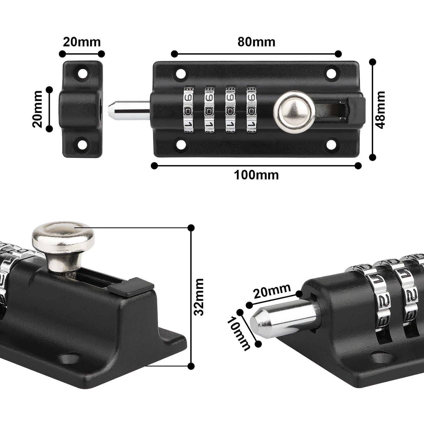 Combination Lock Latch, [With Screwdriver] Spopal Code Door Lock, Waterproof 4-Digit Combination Lock with Security Fixing Screws for Cupboards, Garages and Sheds