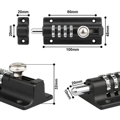 Combination Lock Latch, [With Screwdriver] Spopal Code Door Lock, Waterproof 4-Digit Combination Lock with Security Fixing Screws for Cupboards, Garages and Sheds