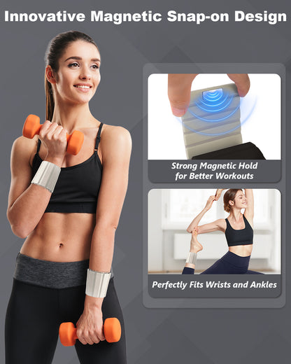 Adjustable Ankle Weights, [1 Pair x 0.5kg] [Magnetic Fastening] Spopal Silicone Wrist & Ankle Weights, Non-Slip, Anti-Odour, Gym & Home Exercise Kit for Yoga, Walking, Pilates, Strength-Black & Grey