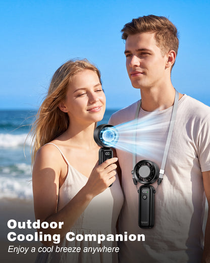 Spopal Portable Handheld Turbo Fan with Ice Cooler, Up to 15H, Low Noise | 10m/s Powerful, 100 Speed, 5000mAh USB Rechargeable, Foldable, 15000 RPM, Summer Essential Mini Fan for Travel/Outdoor/Office