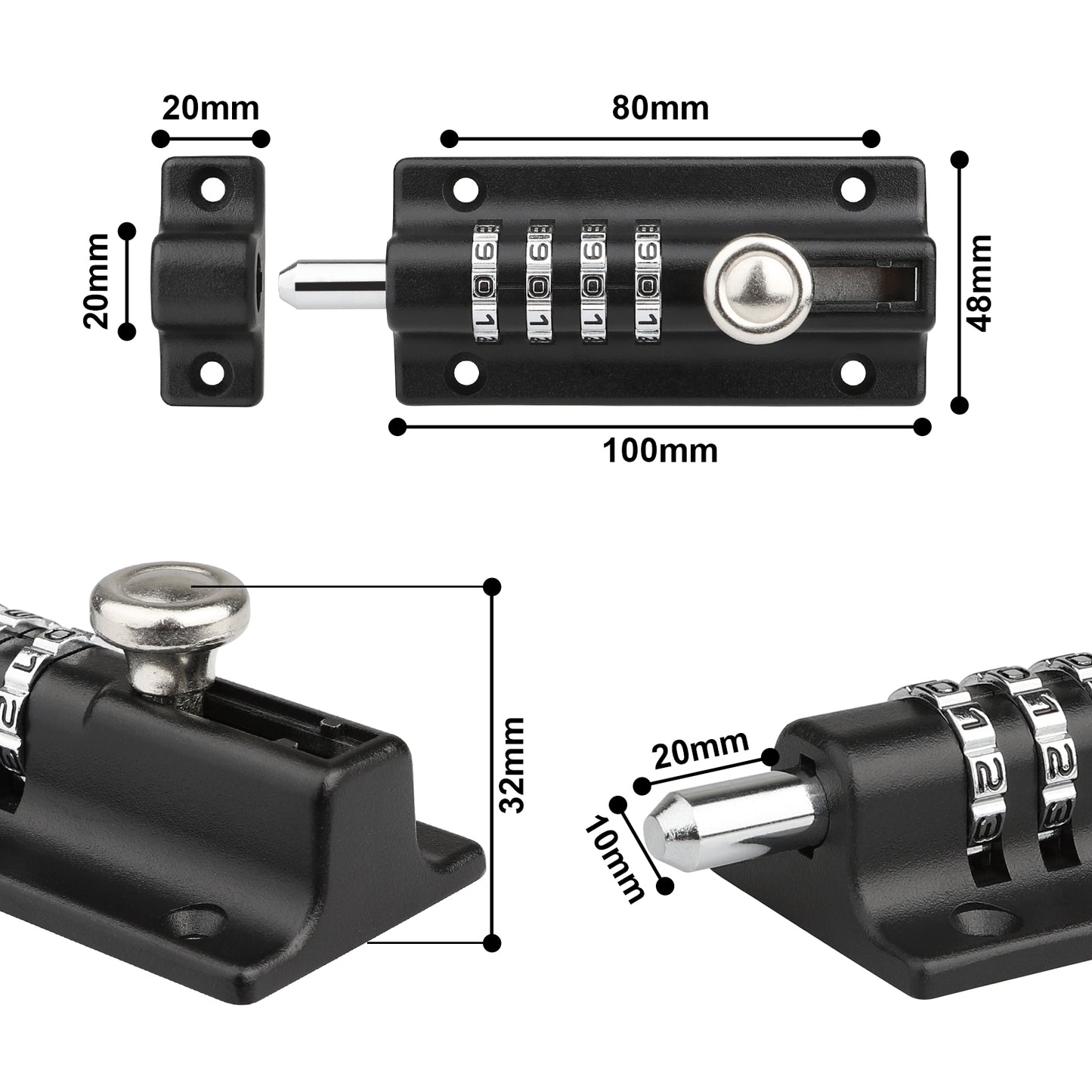 Combination Lock Latch, [Waterproof-2 Pcs] Spopal Code Door Lock, Waterproof 4 Digit Combination Lock with Security Fixing Screws for Cabinet, Garage, School