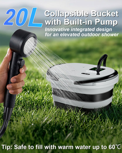 Spopal Portable Integrated Camping Shower with 20L Bucket