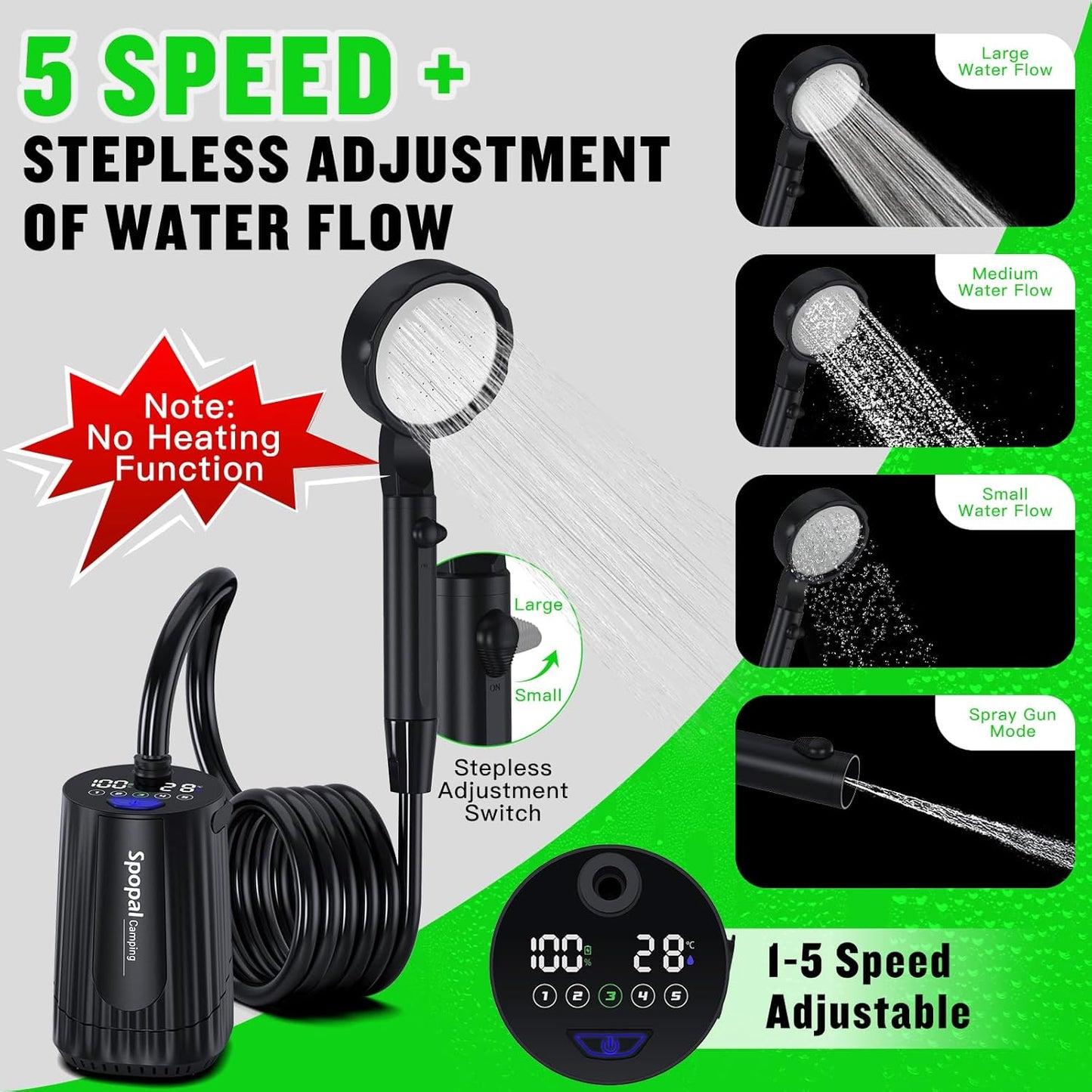 Spopal Camping Shower with Collapsible Bucket