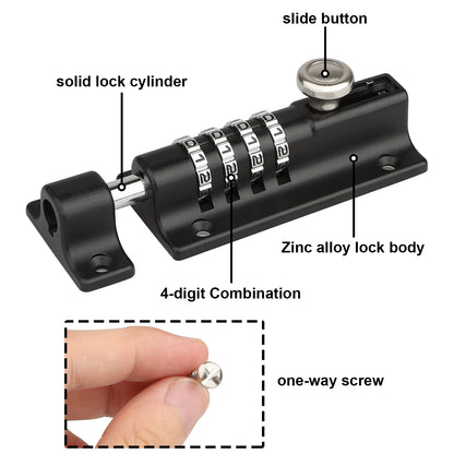 Combination Lock Latch, [Waterproof-2 Pcs] Spopal Code Door Lock, Waterproof 4 Digit Combination Lock with Security Fixing Screws for Cabinet, Garage, School