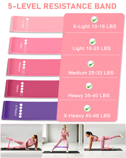 22 Pcs Pilates Fitness Kit for Women, Spopal Home Pilates Ring Set with Yoga Ball, 5-Level Resistance Band, Grip Socks, Pilates Set for Beginners, Gym Workouts, Full-Body Muscle Tranning-Pink