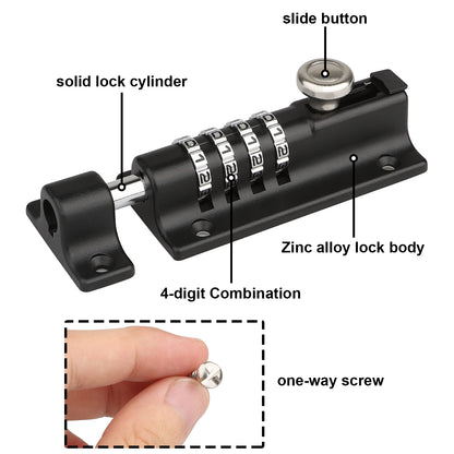 Combination Lock Latch, [With Screwdriver] Spopal Code Door Lock, Waterproof 4-Digit Combination Lock with Security Fixing Screws for Cupboards, Garages and Sheds