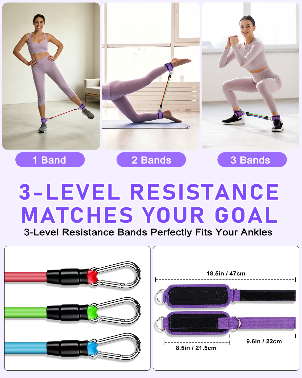 22 Pcs Pilates Fitness Kit for Women, Spopal Home Pilates Ring Set with Yoga Ball, 5-Level Resistance Band, Grip Socks, Pilates Set for Beginners, Gym Workouts, Full-Body Muscle Tranning-Purple