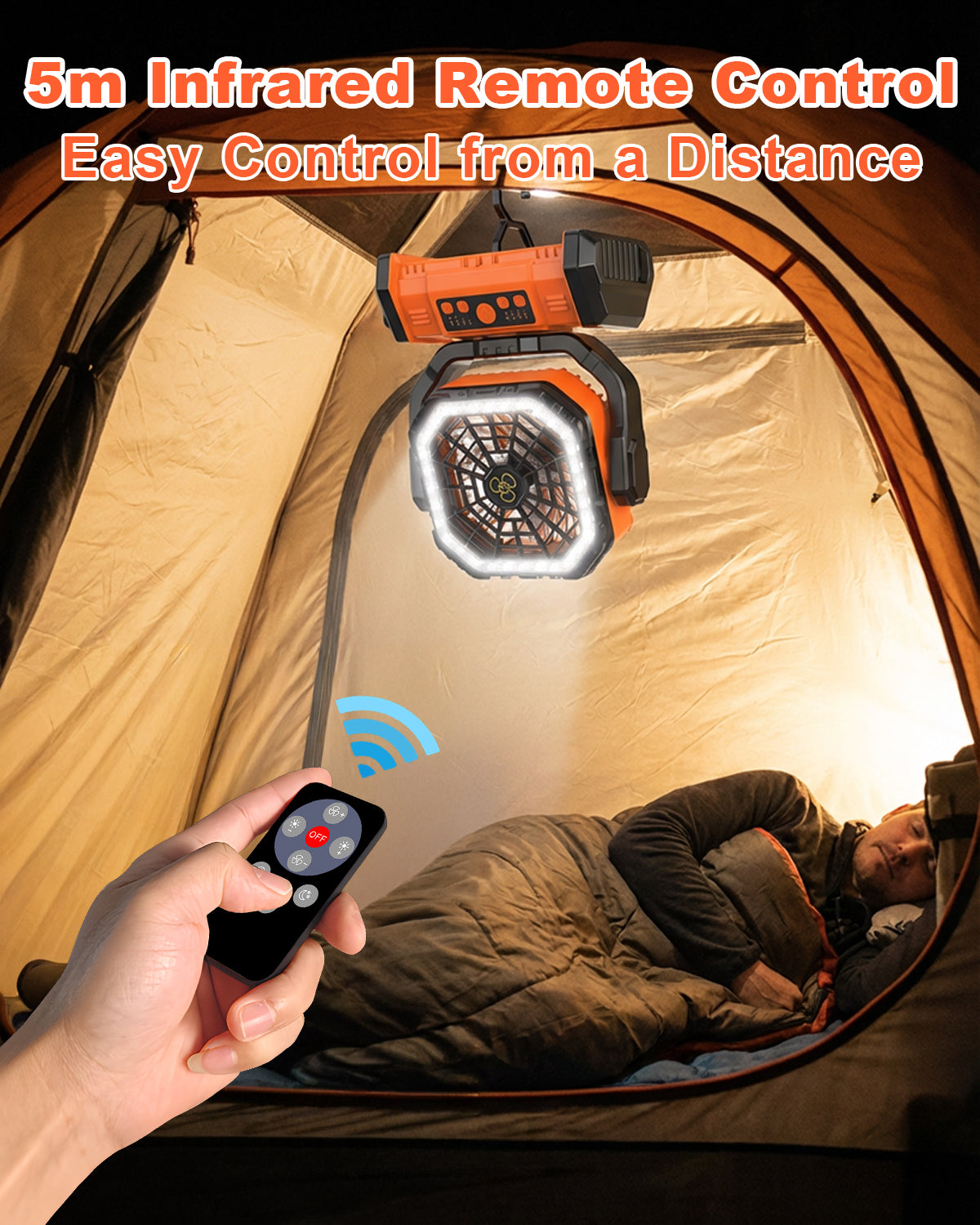 Outdoor Camping Fan Light, 3 in 1 Rechargeable Battery Fan, Portable Power Bank Fan for Tents, Outdoor Camping, Office