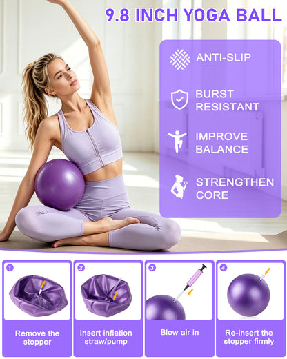 17 Pcs Pilates Kit for Women, [New] Spopal Workout Kit with Massage Ball,13.5" Ring and Ball,Fabric Resistance Bands,Stretching Bands,Pilates Essential Equipment for Home,Including Workout Guide