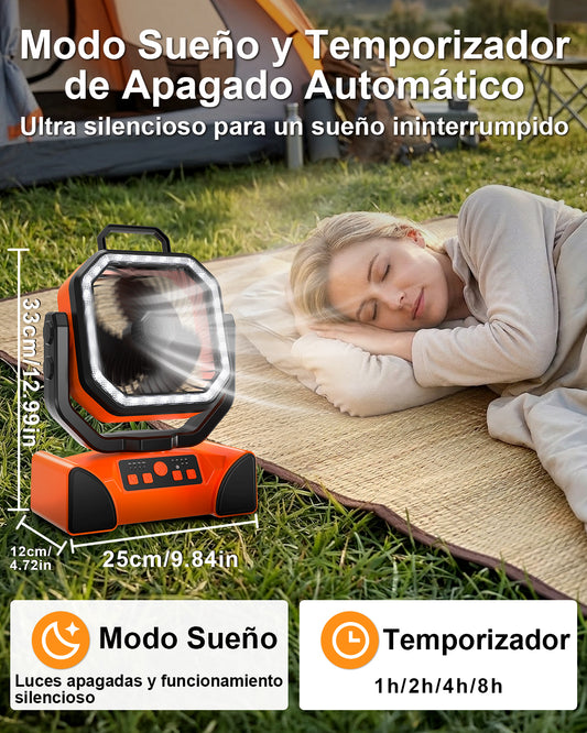 Spopal 40,000mAh Rechargeable Portable Fan for Camping, Exceptional Battery Life, 4 Speed Settings, LED Light, Suspended Mode, Remote Control, Emergency Fan for Outdoor/Indoor Use