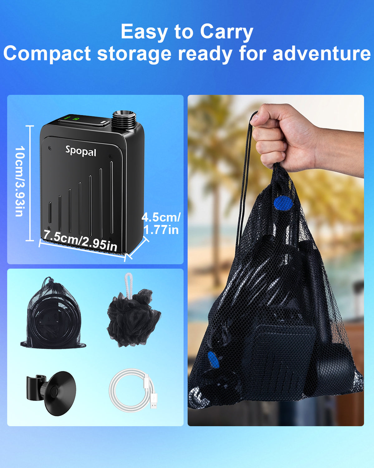 Spopal 5000mAh Rechargeable Camping Shower