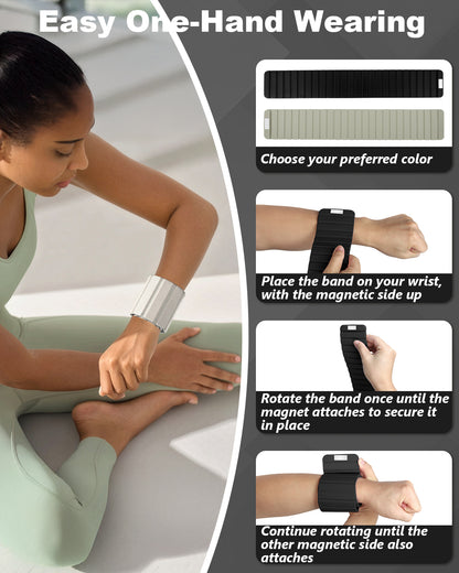 Adjustable Ankle Weights, [1 Pair x 0.5kg] [Magnetic Fastening] Spopal Silicone Wrist & Ankle Weights, Non-Slip, Anti-Odour, Gym & Home Exercise Kit for Yoga, Walking, Pilates, Strength-Black & Grey