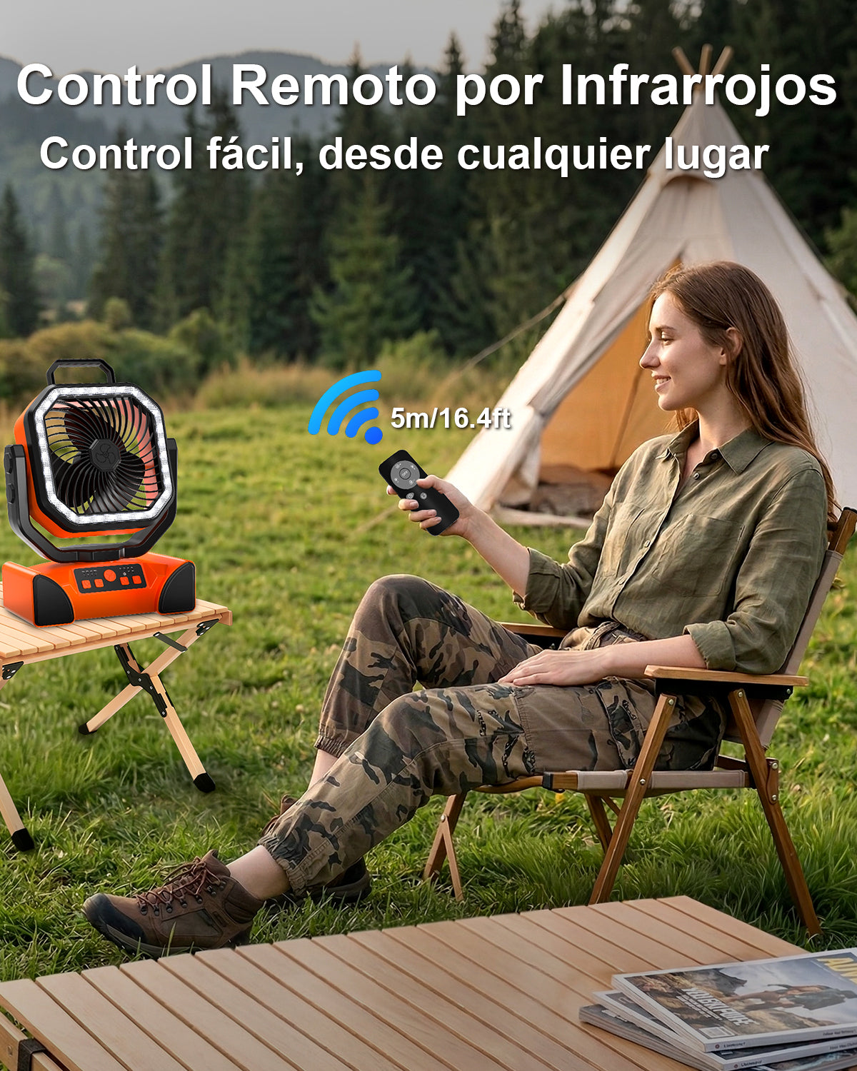 Spopal 40,000mAh Rechargeable Portable Fan for Camping, Exceptional Battery Life, 4 Speed Settings, LED Light, Suspended Mode, Remote Control, Emergency Fan for Outdoor/Indoor Use