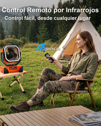 Spopal 40,000mAh Rechargeable Portable Fan for Camping, Exceptional Battery Life, 4 Speed Settings, LED Light, Suspended Mode, Remote Control, Emergency Fan for Outdoor/Indoor Use