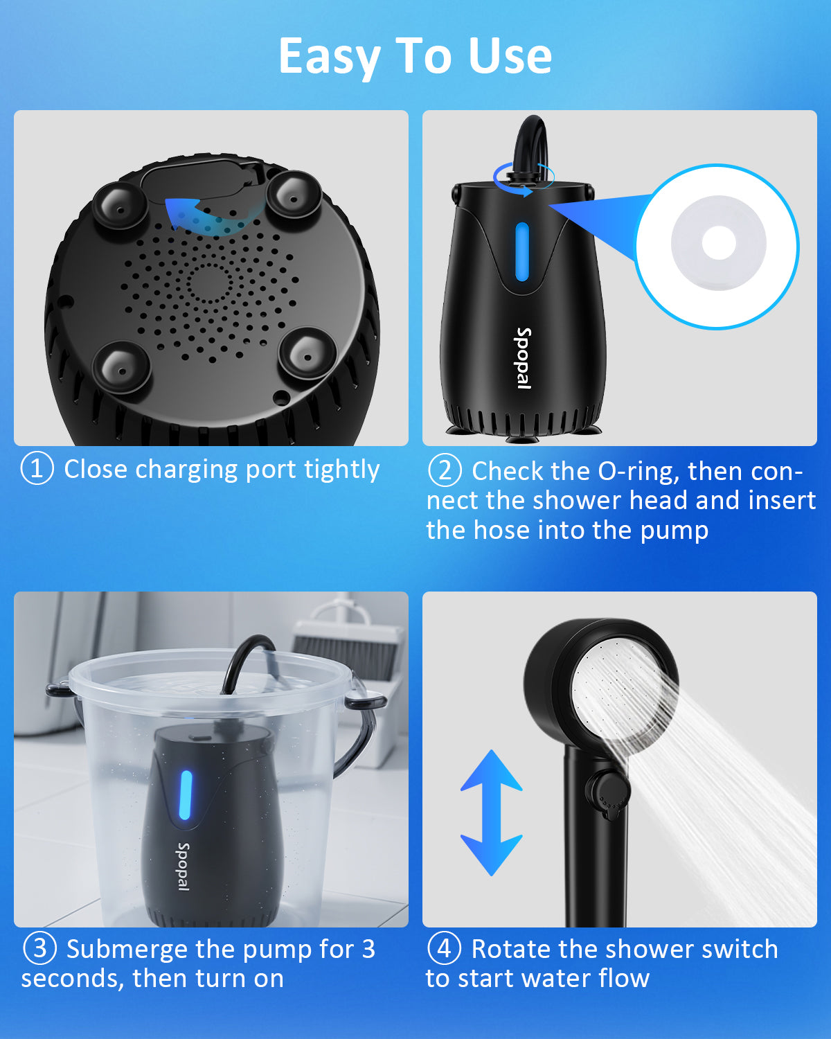 Portable Shower for Camping, 8000mAh