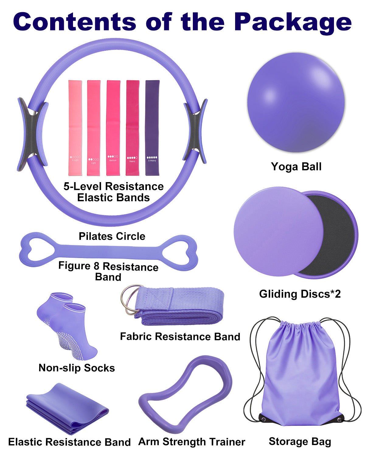 15 Pcs Pilates Kit for Women, [Gift for Women] Spopal Better Me Pilates Kit with Yoga Ball, Ring, Resistance Bands, Sliding Disks, Pilate Essential Equipment for Home, Including Workout Guide