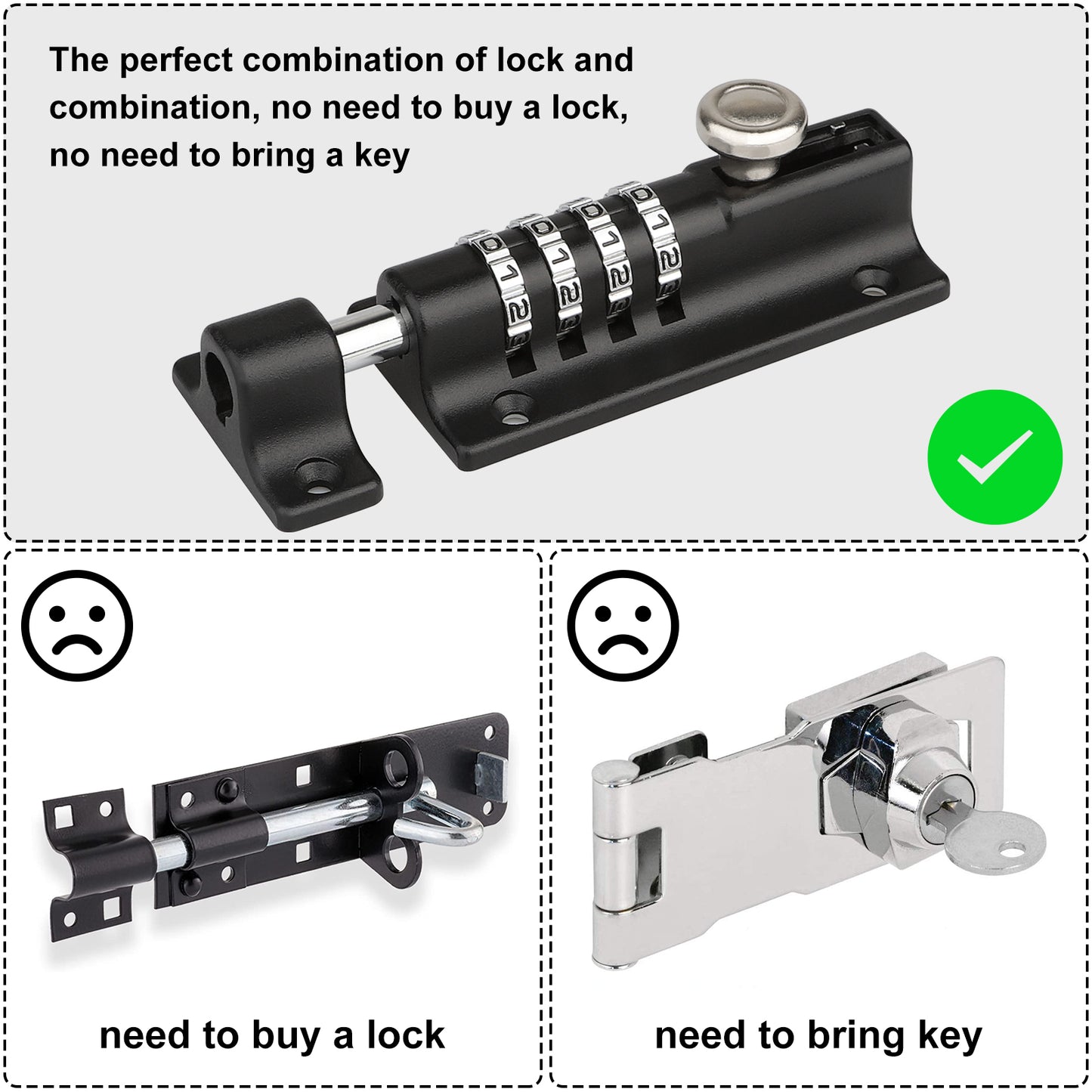 Combination Lock Latch, [Waterproof-2 Pcs] Spopal Code Door Lock, Waterproof 4 Digit Combination Lock with Security Fixing Screws for Cabinet, Garage, School