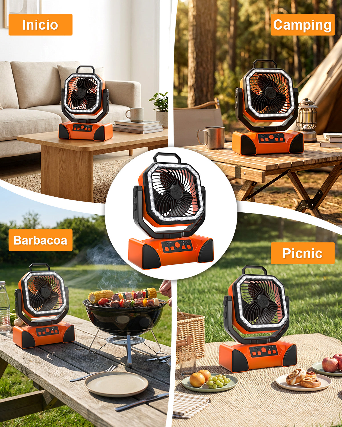 Spopal 40,000mAh Rechargeable Portable Fan for Camping, Exceptional Battery Life, 4 Speed Settings, LED Light, Suspended Mode, Remote Control, Emergency Fan for Outdoor/Indoor Use