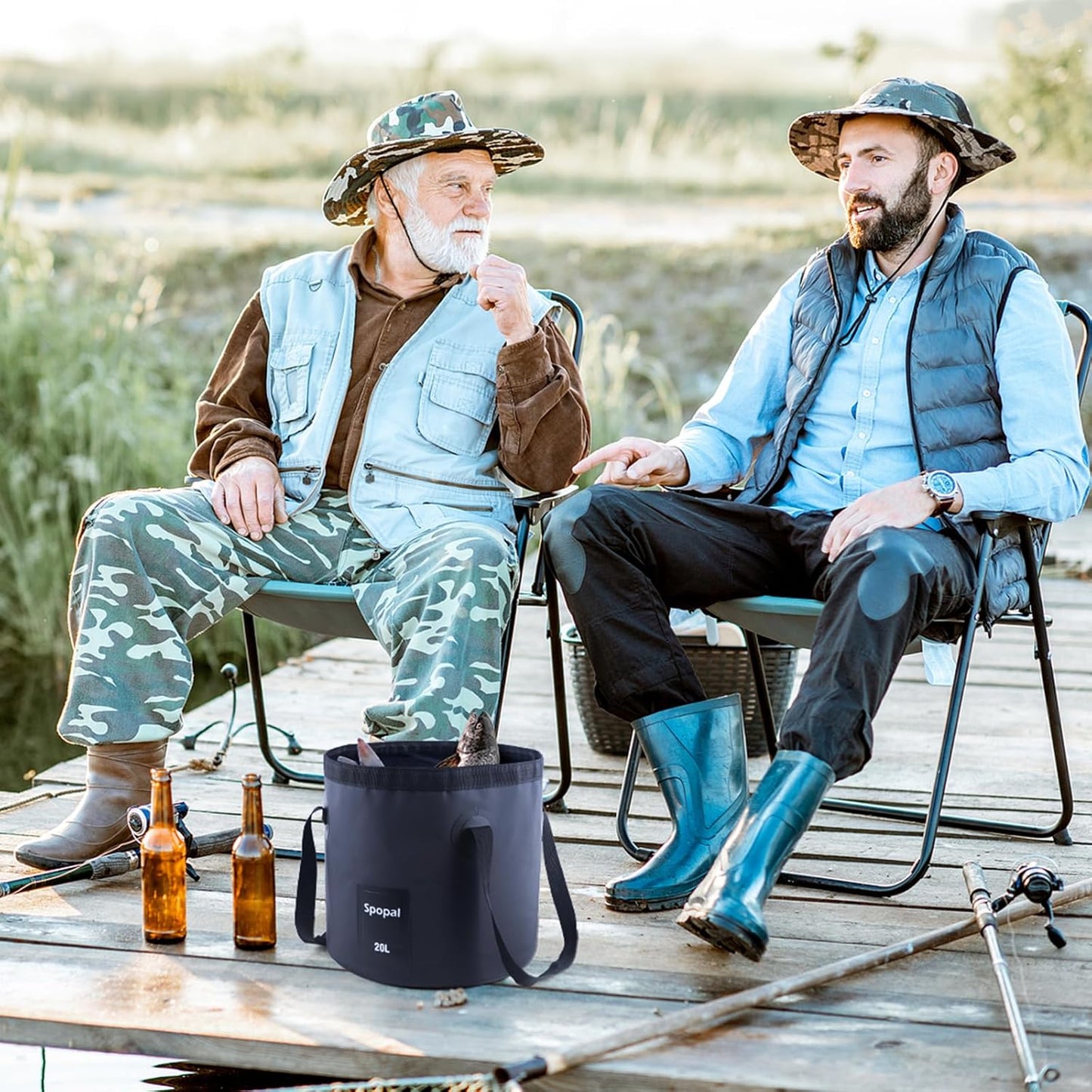 Spopal Camping Shower with Collapsible Bucket