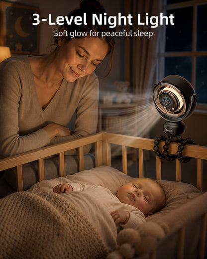 Portable Stroller Fan, [3 Night Light Modes/LED Screen] Spopal Baby Pram Fan, 1–100 Speeds, 120° Automatic Rotation, 4000mAh Rechargeable Fans for Stroller, Car Seats, Cribs, Travel-Black