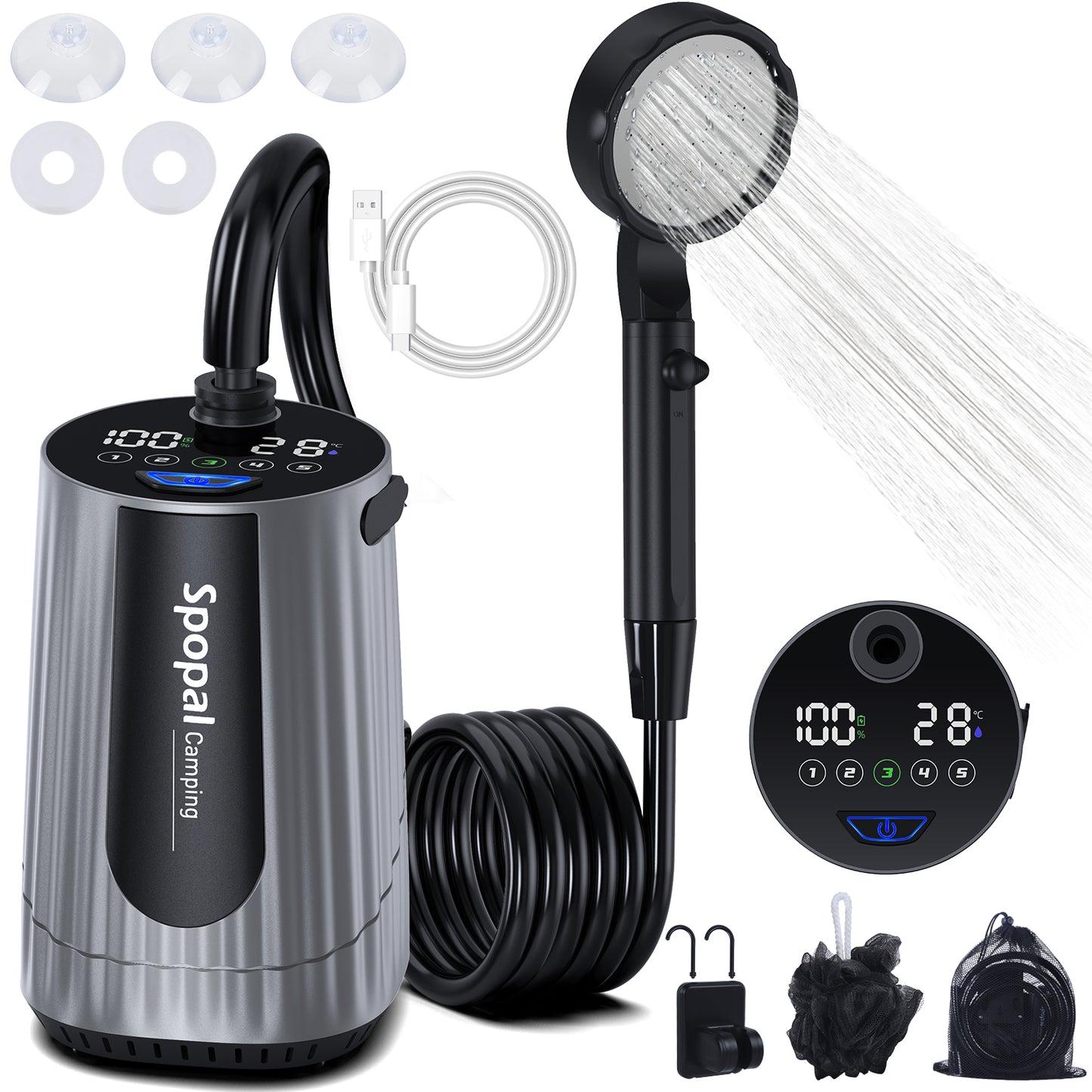 Spopal 10000mAh Rechargeable Camping Shower