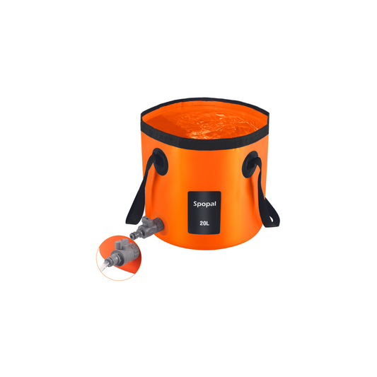 Spopal Portable Collapsible Bucket with Tap, 5.2 Gallon (20L) with Handle for Water Storage, Outdoor Ultra Light Water Container Suitable for Gardening, Fishing, Hiking, Pet Washing, Camping-Orange
