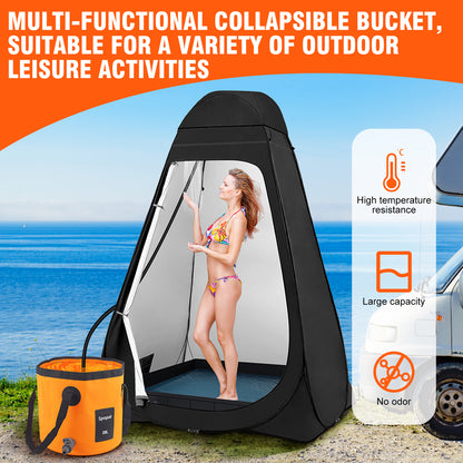 Spopal Portable Collapsible Bucket with Tap, 5.2 Gallon (20L) with Handle for Water Storage, Outdoor Ultra Light Water Container Suitable for Gardening, Fishing, Hiking, Pet Washing, Camping-Orange
