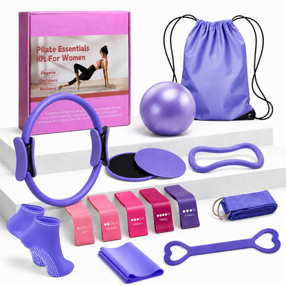 15 Pcs Pilates Kit for Women, [Gift for Women] Spopal Better Me Pilates Kit with Yoga Ball, Ring, Resistance Bands, Sliding Disks, Pilate Essential Equipment for Home, Including Workout Guide
