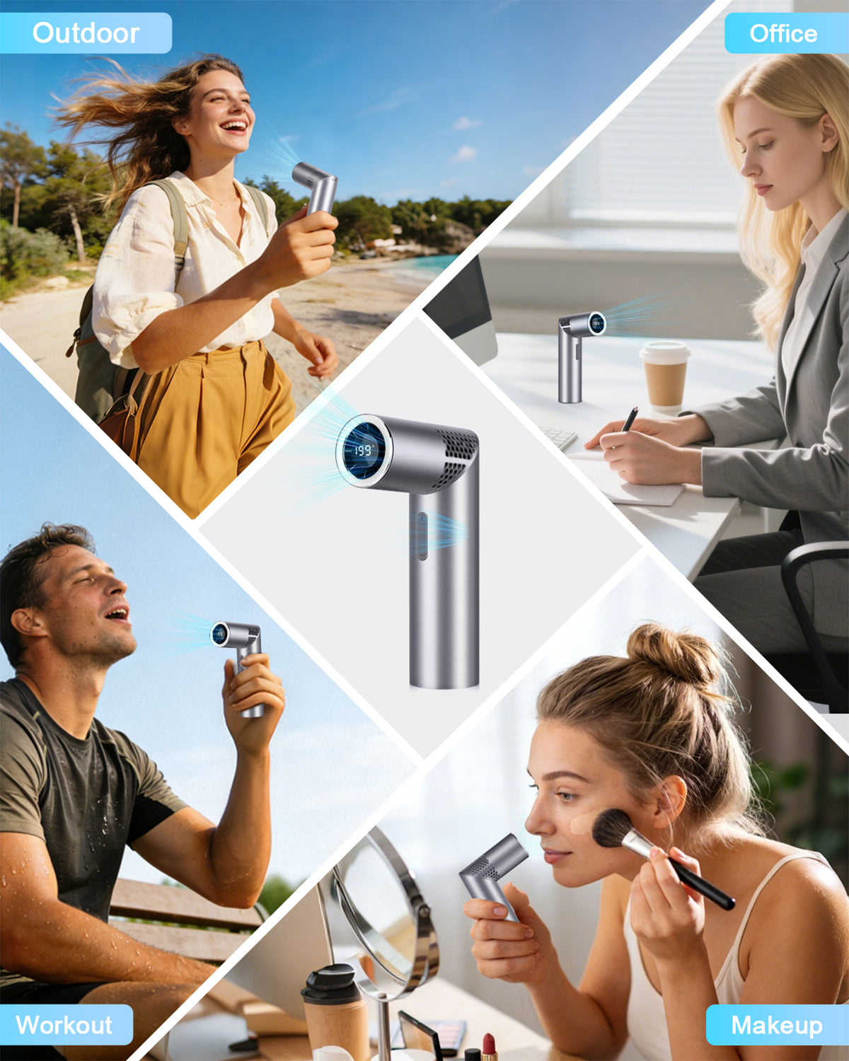Spopal Portable Handheld Fan, 20750RPM Mini Turbo Fan Handheld Foldable with 199-Speed, Up to 11H Runtime, LED Display for Travel Outdoor