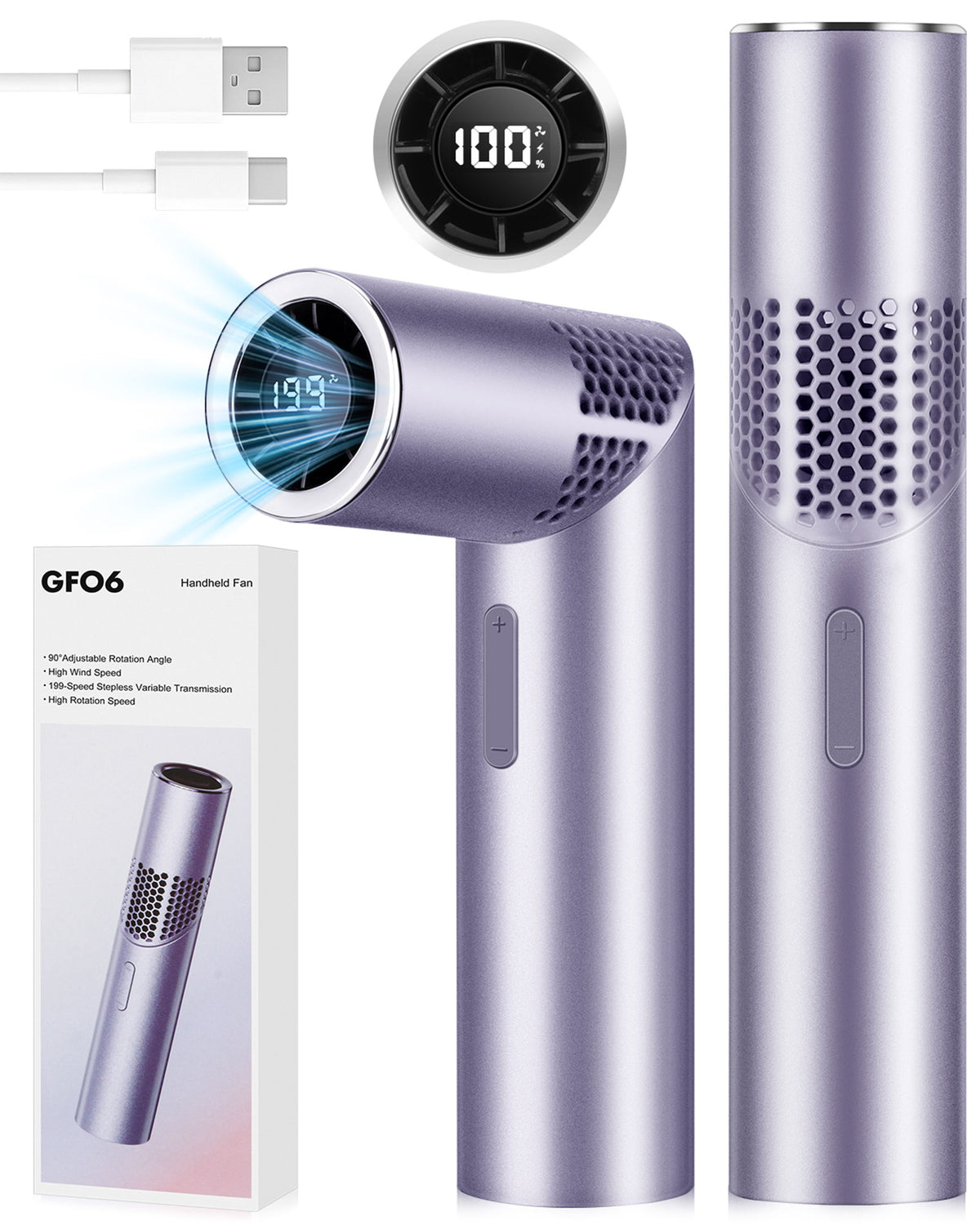 Spopal Portable Handheld Fan, 20750RPM Mini Turbo Fan Handheld Foldable with 199-Speed, Up to 11H Runtime, LED Display for Travel Outdoor