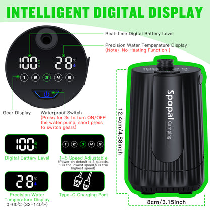 Spopal 10000mAh Rechargeable Camping Shower