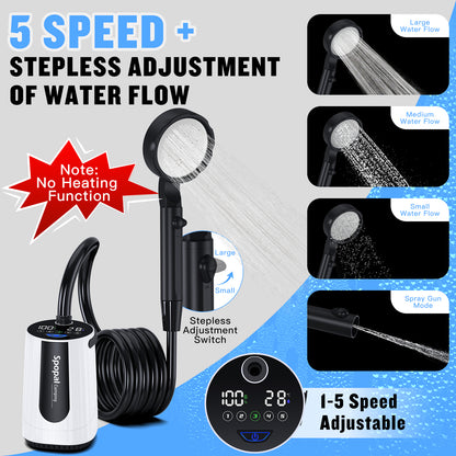 Spopal 10000mAh Rechargeable Camping Shower White