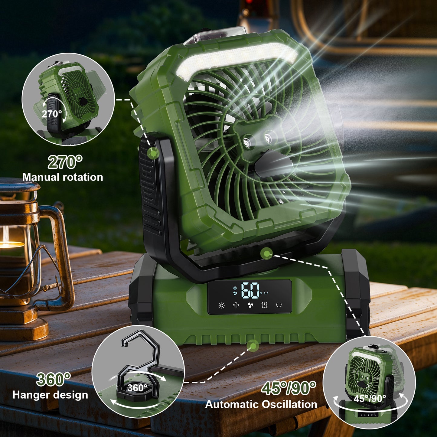 Spopal 20000mAh Portable Tent Fan