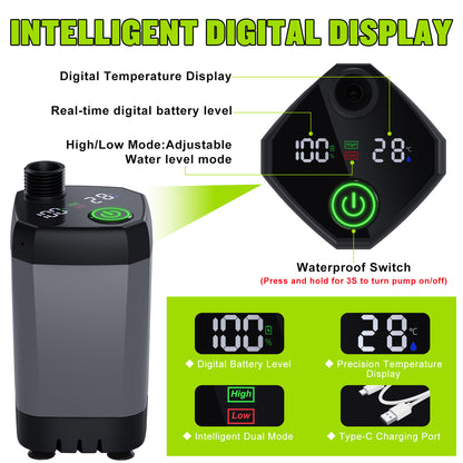 Portable Shower for Camping, [Long-Lasting] Spopal 6000mAh Rechargeable Camping Shower with Intelligent LED Display, 4 Spray Modes, IPX7 Waterproof Outdoor Camp Pump for Hiking, Travel, Car, Pet