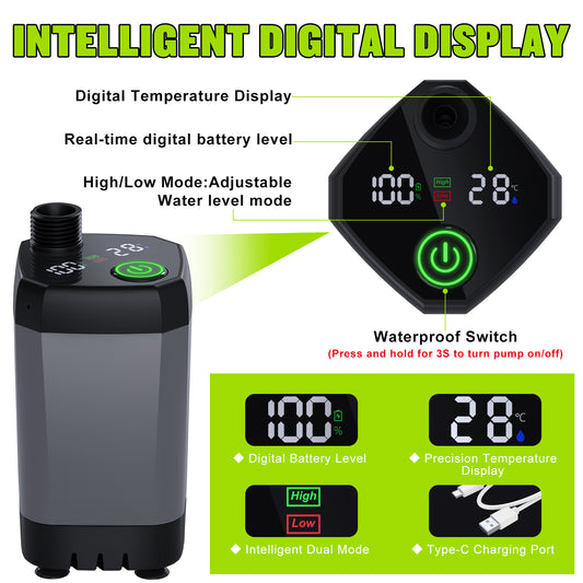 Portable Shower for Camping, [Long-Lasting] Spopal 6000mAh Rechargeable Camping Shower with Intelligent LED Display, 4 Spray Modes, IPX7 Waterproof Outdoor Camp Pump for Hiking, Travel, Car, Pet